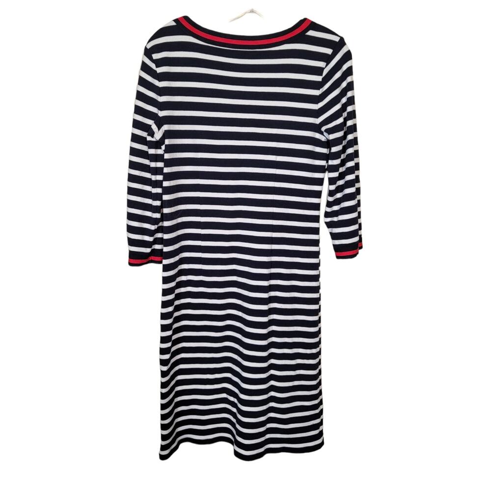 Talbots Striped Jersey Knit Dress Blue and White Striped Size Medium Nautical - Picture 2 of 6